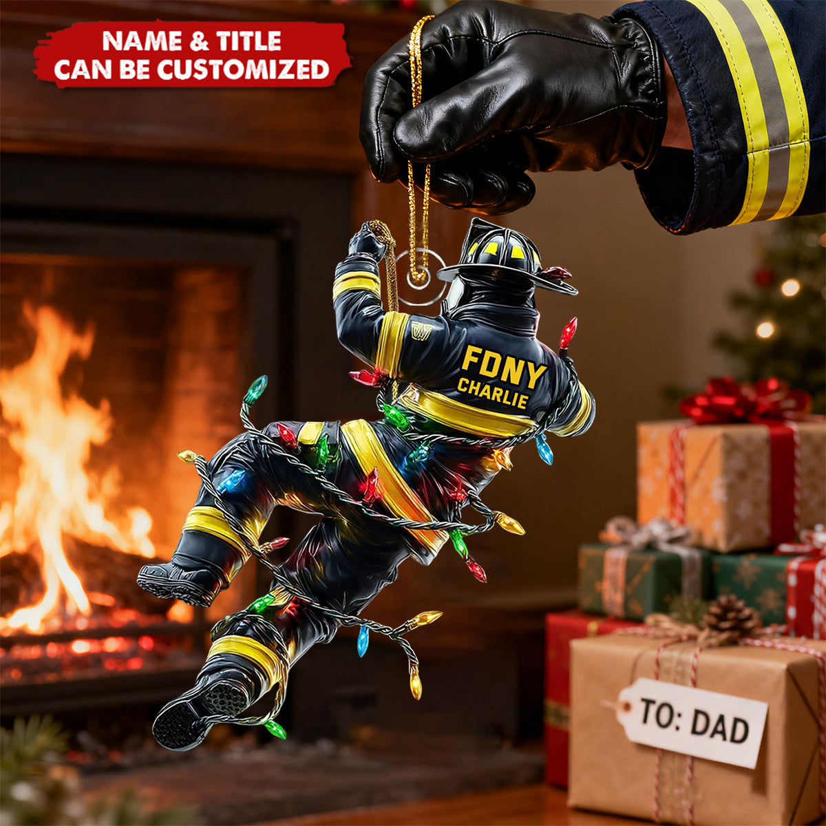 Personalized Firefighter Christmas Ornament – Custom Acrylic Holiday Rescue Keepsake Gift Ornament
