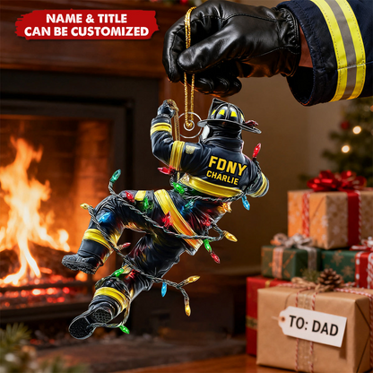 Personalized Firefighter Christmas Ornament – Custom Acrylic Holiday Rescue Keepsake Gift Ornament