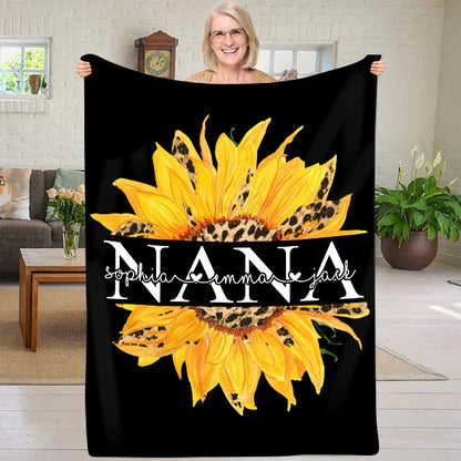 Personalized Sunflower Grandma Blanket, Sunflower Blanket, Grandmother Blanket, Mimi Nana Blanket, Mother's Day Blanket