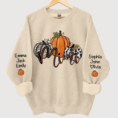 Personalized Mimi, Grandma Pumpkins Autumn And Grandkids CL01 Sweatshirt