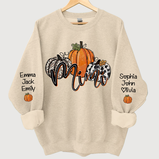 Personalized Mimi, Grandma Pumpkins Autumn And Grandkids CL01 Sweatshirt