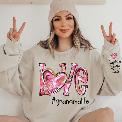 Love grandmalife pink color Christmas And Grandkids Sweatshirt