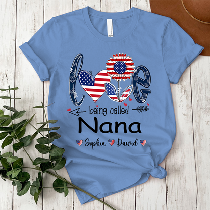 Custom Love Being Grandma USA Shirt, Personalized Nickname And Grandkids