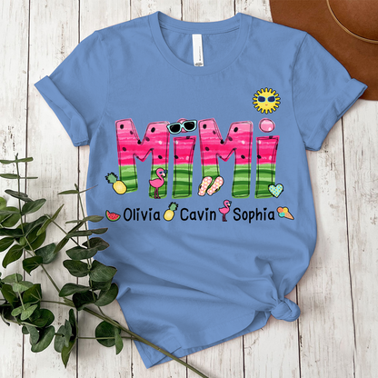 Custom Mimi Watermelon Summer Shirt, Personalized Nickname And Grandkids T-Shirt