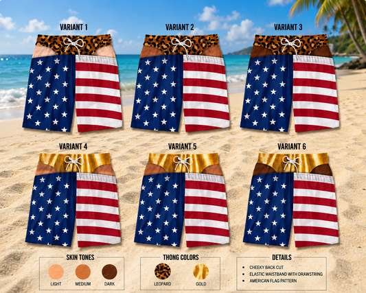 Funny Men's Swim Trunks 3D Print Beach Shorts Quick Dry Summer Swimwear American Flag Beach Board Shorts with Pockets
