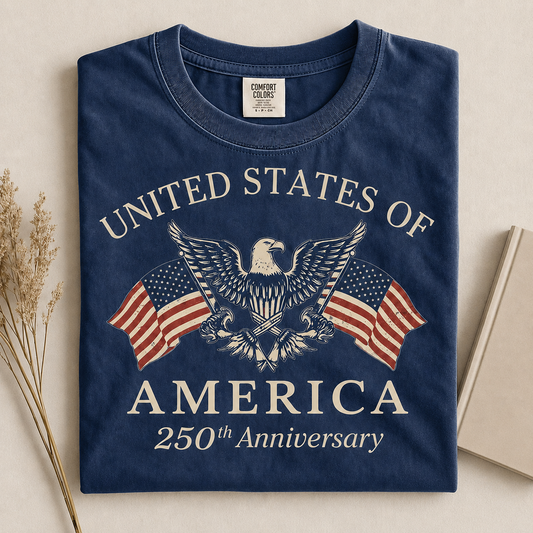 Comfort Colors United States of America 250th Anniversary Shirt, Patriotic Eagle USA Flag Graphic Tee, Vintage Independence Day Fourth of July Apparel