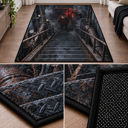 Freddy Krueger Boiler Room Stairs 3D Velvet Carpet, Halloween Horror Area Rug