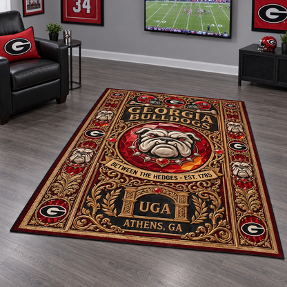 Georgia Bulldogs Carpet Velvet Rug – UGA Football Fan Area Rug, Game Room Decor