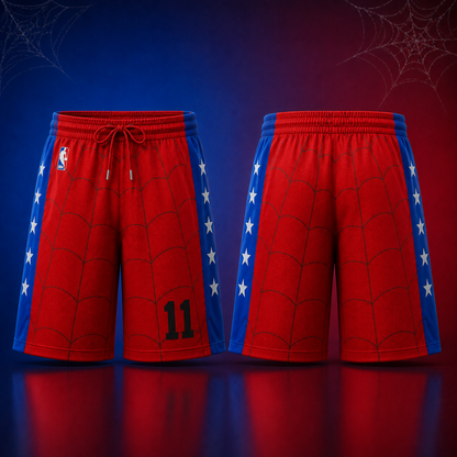 Jalen Brunson 11 Spider Basketball Jersey and Shorts – Brand New Day Inspired New York Knicks Fan Gift, Red Spider Web Mesh Jersey