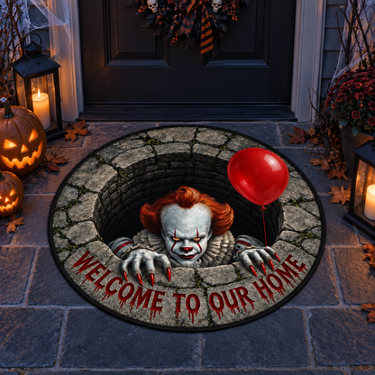 Pennywise 3D Well Velvet Carpet, Halloween Horror Round Area Rug