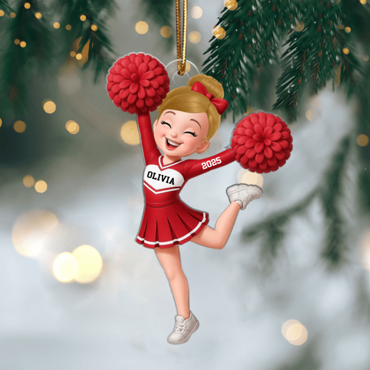 Cheerleader Girl Personalized Ornament – 3D Effect Custom Acrylic Design, Perfect Christmas Gift for Kids & Teens Ornament