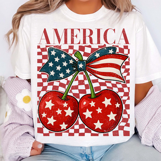 Cherry America Coquette Shirt Patriotic USA Tee