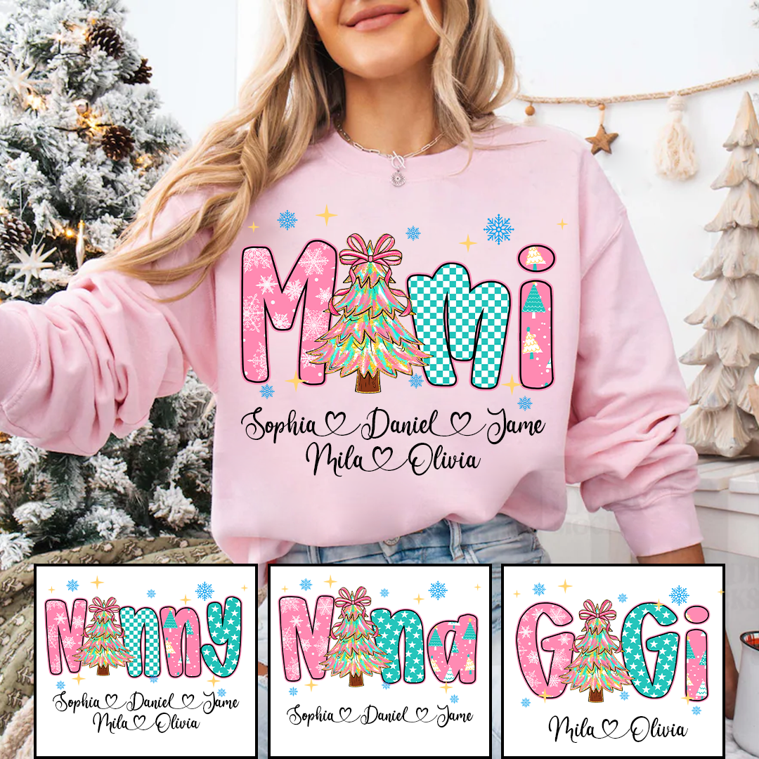 Christmas Mimi Custom Grandma and Grandkids Shirt