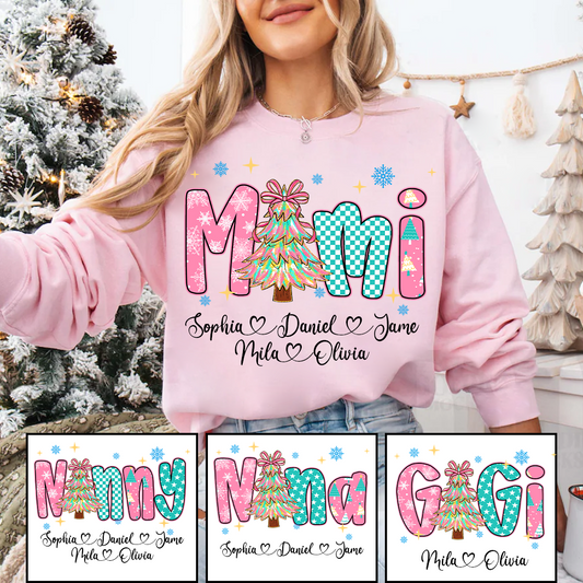 Christmas Mimi Custom Grandma and Grandkids Shirt