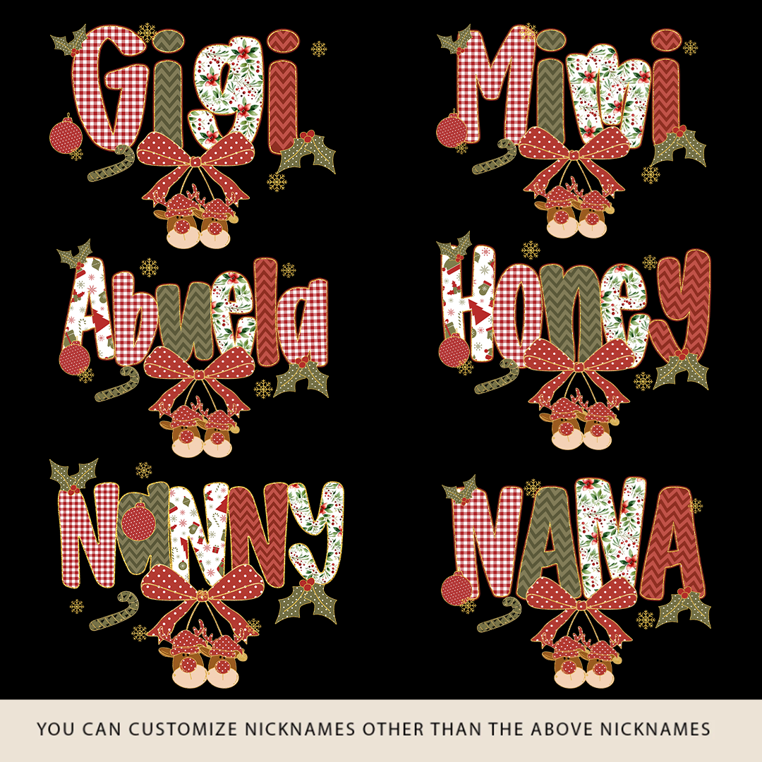 Christmas Preppy Green & Red Holly Letters Mimi and Grandkids Shirt
