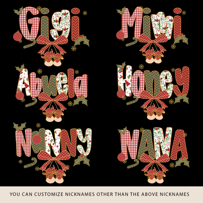 Christmas Preppy Green & Red Holly Letters Mimi and Grandkids Shirt