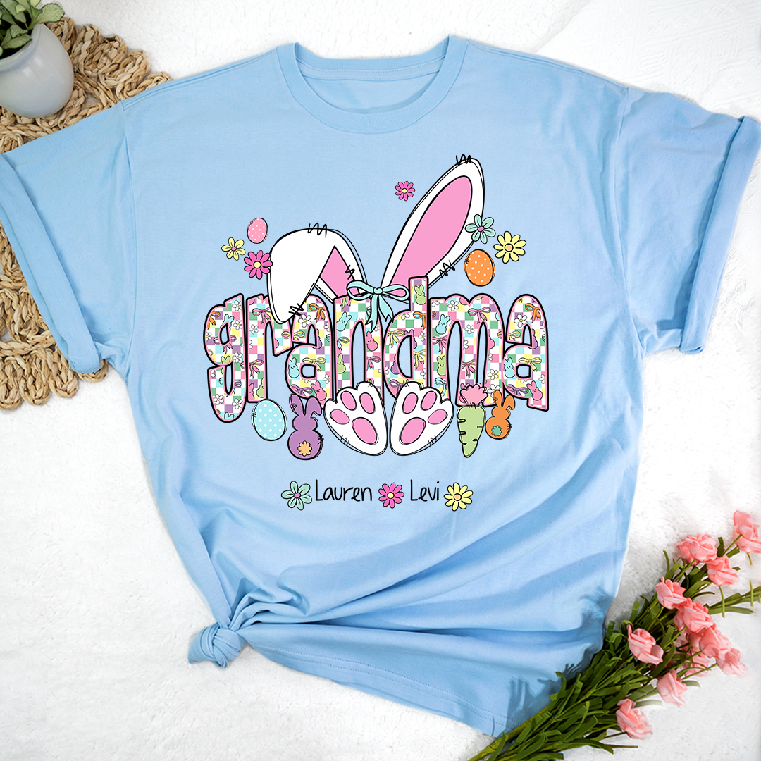 Mimi Bunny Easter Day Custom Mimi And Grankids Name T-Shirt