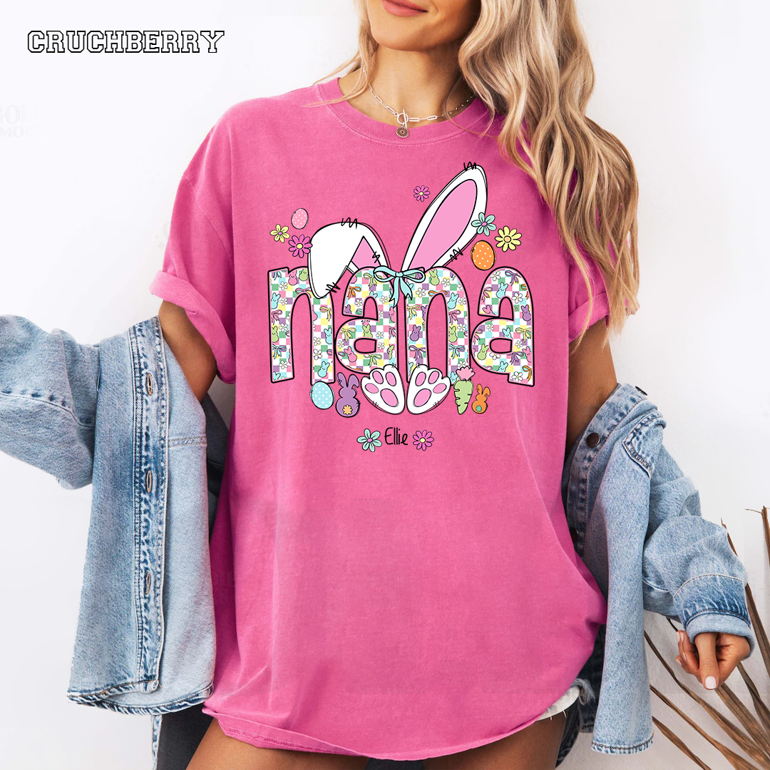 Mimi Bunny Easter Day Custom Mimi And Grankids Name T-Shirt