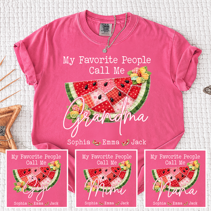 Comfort Colors® Custom Grandma Watermelon Shirt, Personalized Grandkids Names Shirt, Cute Summer Family Gift for Grandma Nana Mimi Gigi