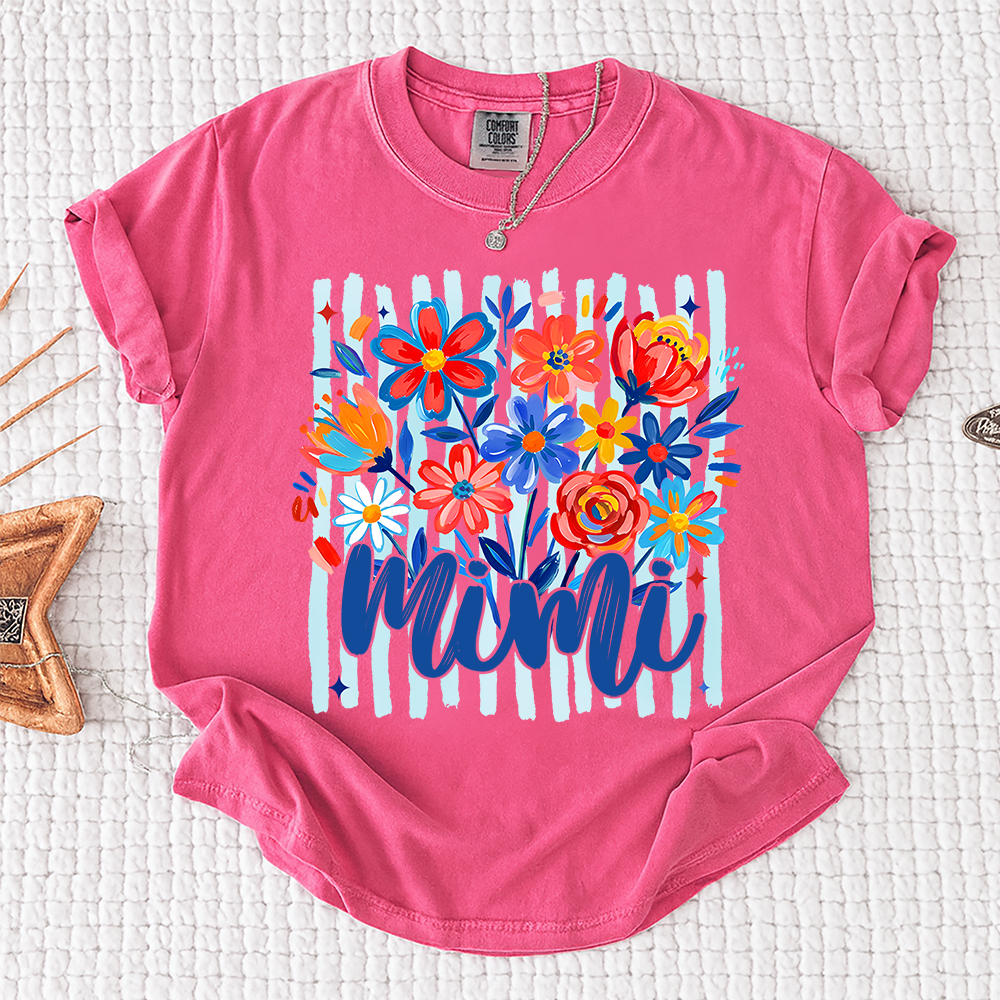Comfort Colors® Personalized Nana American Flag T-Shirt, Custom Nana, Gigi, Mimi, Mama Design, Patriotic Family Shirt, Gifts for 4th of July, Independence Day