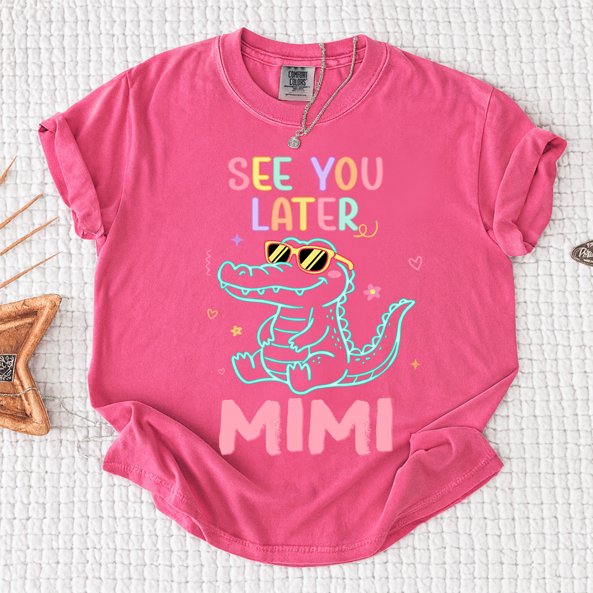Comfort Colors® Personalized See You Later Mimi Cute Alligator Grandma Shirt, Custom Grandma Beach Shirt, Ocean Vacation Gift for Mimi Nana Gigi, Birthday Mothers Day Shirt