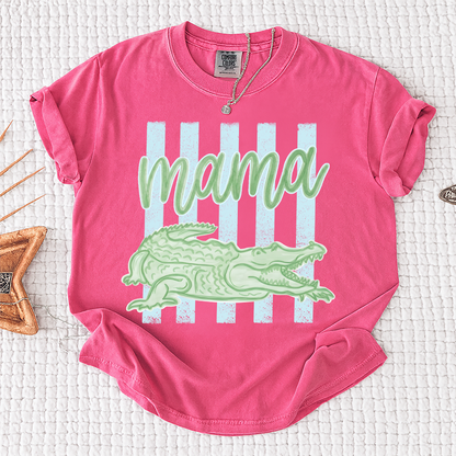 Comfort Colors® Personalized Mama Crocodile Shirt, Custom Mom Mom Life Shirt, Cute Alligator Mama Tee, Mother’s Day Birthday Gift for Mom, Family Name Shirt