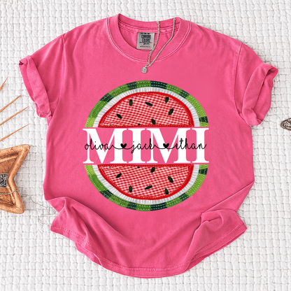 Comfort Colors® Mimi Patchwork Watermelon, Custom Mimi Gift for Grandma, Family Love