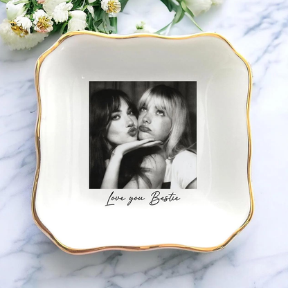 Custom Bestie Photo Trinket Tray For Best Friend Friendship Thank You Gifts - Personalized Jewelry Dish