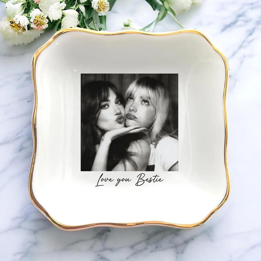 Custom Bestie Photo Trinket Tray For Best Friend Friendship Thank You Gifts - Personalized Jewelry Dish