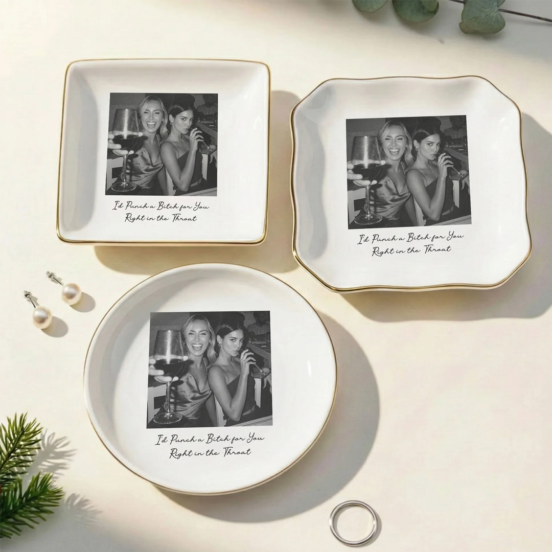 Custom Bestie Photo Trinket Tray For Best Friend Friendship Thank You Gifts - Personalized Jewelry Dish