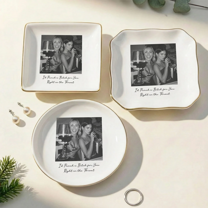 Custom Bestie Photo Trinket Tray For Best Friend Friendship Thank You Gifts - Personalized Jewelry Dish