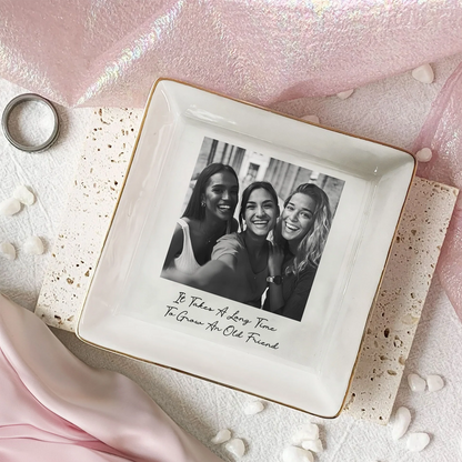 Custom Bestie Photo Trinket Tray For Best Friend Friendship Thank You Gifts - Personalized Jewelry Dish