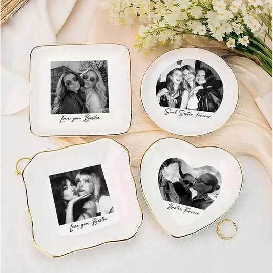 Custom Bestie Photo Trinket Tray For Best Friend Friendship Thank You Gifts - Personalized Jewelry Dish
