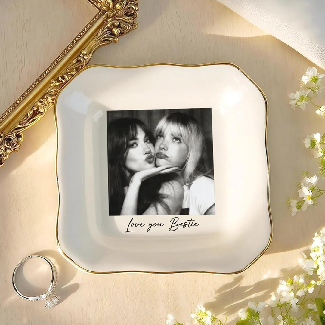 Custom Bestie Photo Trinket Tray For Best Friend Friendship Thank You Gifts - Personalized Jewelry Dish