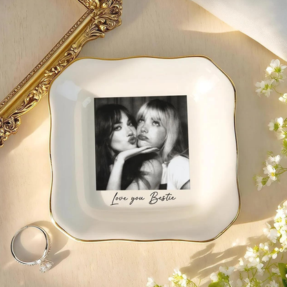 Custom Bestie Photo Trinket Tray For Best Friend Friendship Thank You Gifts - Personalized Jewelry Dish