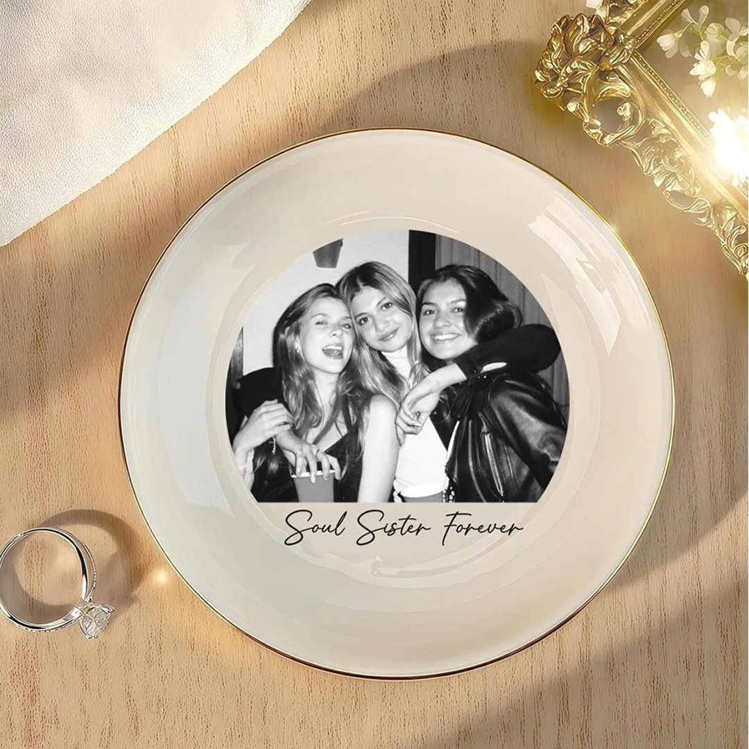 Custom Bestie Photo Trinket Tray For Best Friend Friendship Thank You Gifts - Personalized Jewelry Dish