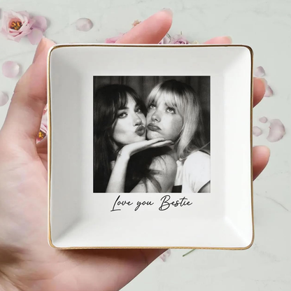 Custom Bestie Photo Trinket Tray For Best Friend Friendship Thank You Gifts - Personalized Jewelry Dish