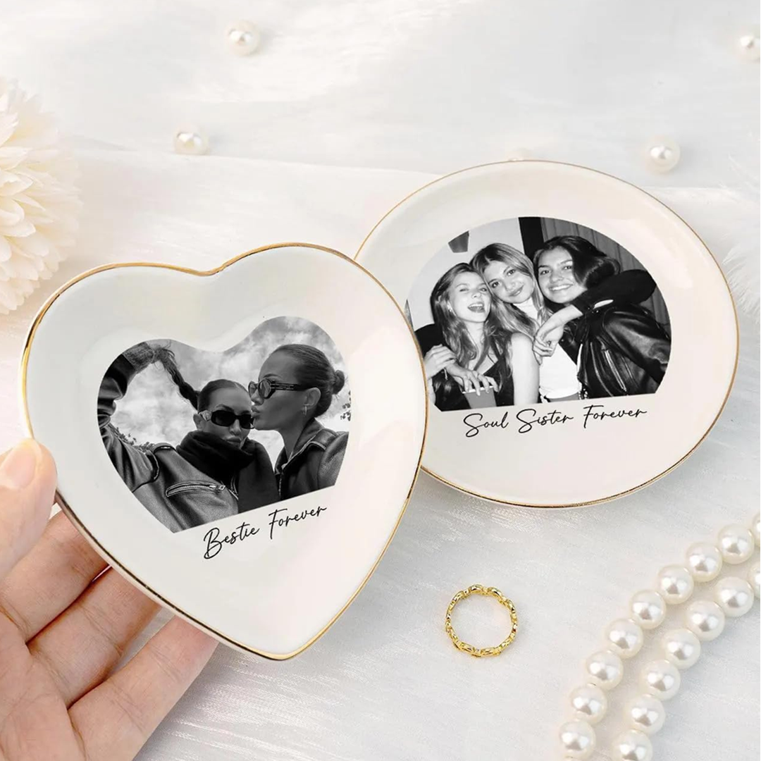 Custom Bestie Photo Trinket Tray For Best Friend Friendship Thank You Gifts - Personalized Jewelry Dish