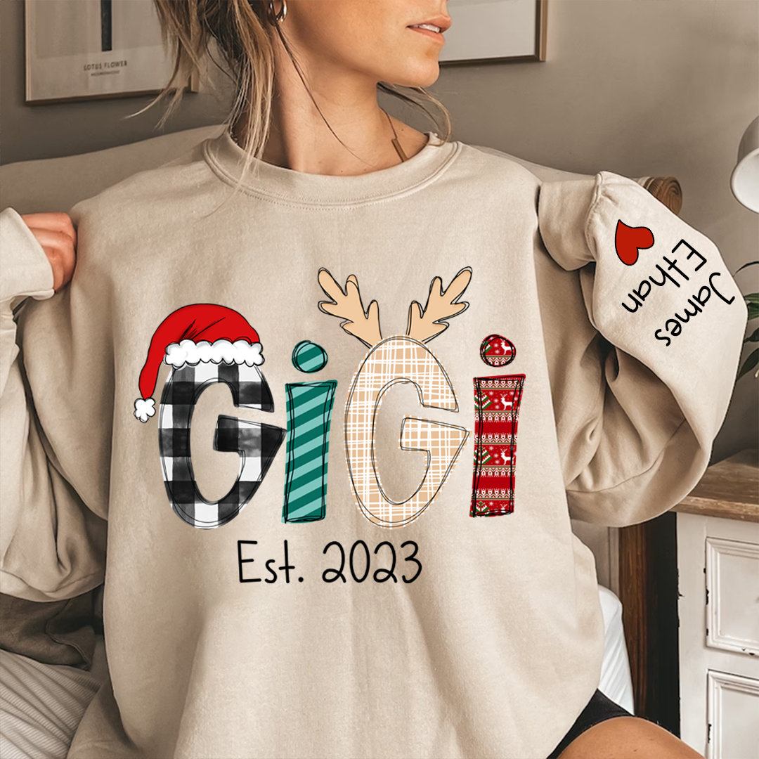 Custom Christmas Gigi Grandma Mimi Est Year And Kids CTH01 Sweatshirt