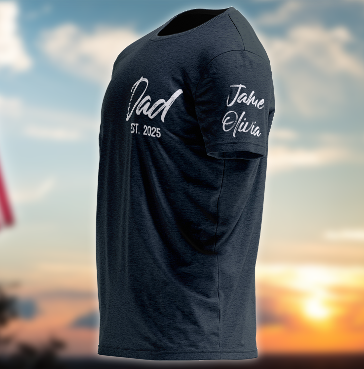 Personalized Papa Shirt with Grandkids Names Arm Custom Papa Est Date Papa Fathers Day Gifts