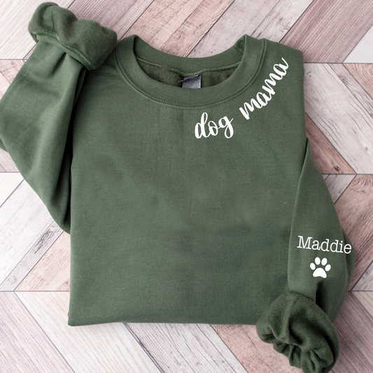Custom Dog Mama Sweatshirt with Names on the Sleeve, Dog Mama Crewneck, Dog Mom Gift, Dog Mom Sweatshirt