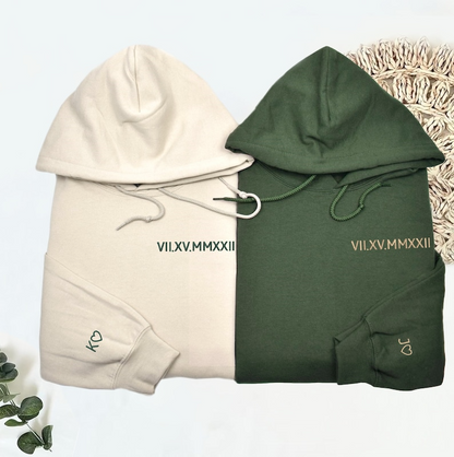 Custom Embroidered Couple Hoodie, Personalized Couple Hoodie, Custom Date and Initial Hoodie, Valentine's Day Anniversary Couple Gifts Hoodie, Sweatshirt