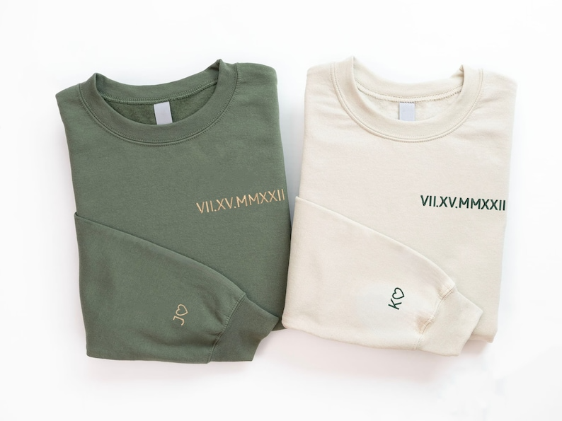 Custom Embroidered Couple Hoodie, Personalized Couple Hoodie, Custom Date and Initial Hoodie, Valentine's Day Anniversary Couple Gifts Hoodie, Sweatshirt