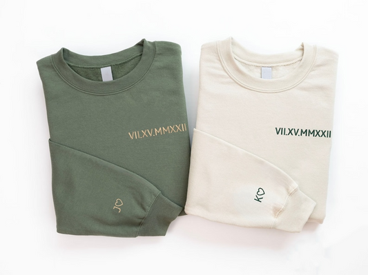 Custom Embroidered Couple Hoodie, Personalized Couple Hoodie, Custom Date and Initial Hoodie, Valentine's Day Anniversary Couple Gifts Hoodie, Sweatshirt