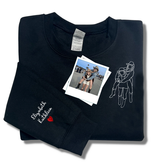 Custom Best friend Embroidered Personalized Portrait Photo Sweatshirt