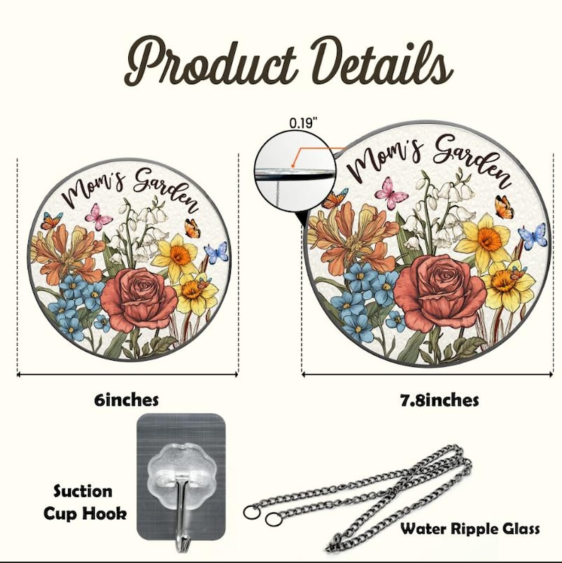 Custom Family Birth Flowers Glass Suncatcher