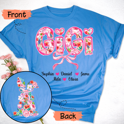 Custom Gigi Floral - Gigi and Grandkids' Names T-Shirt