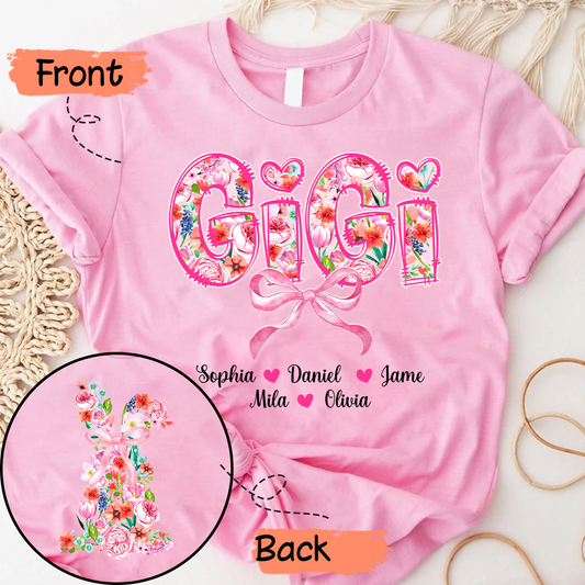 Custom Gigi Floral - Gigi and Grandkids' Names T-Shirt