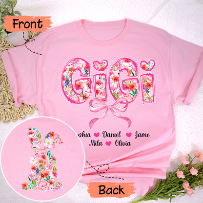Custom Gigi Floral - Gigi and Grandkids' Names T-Shirt