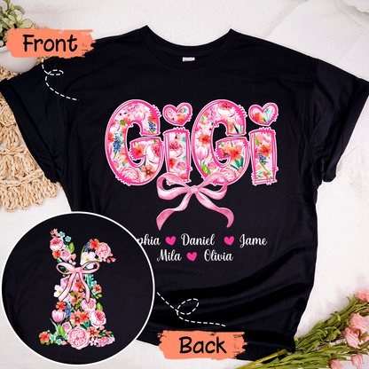 Custom Gigi Floral - Gigi and Grandkids' Names T-Shirt